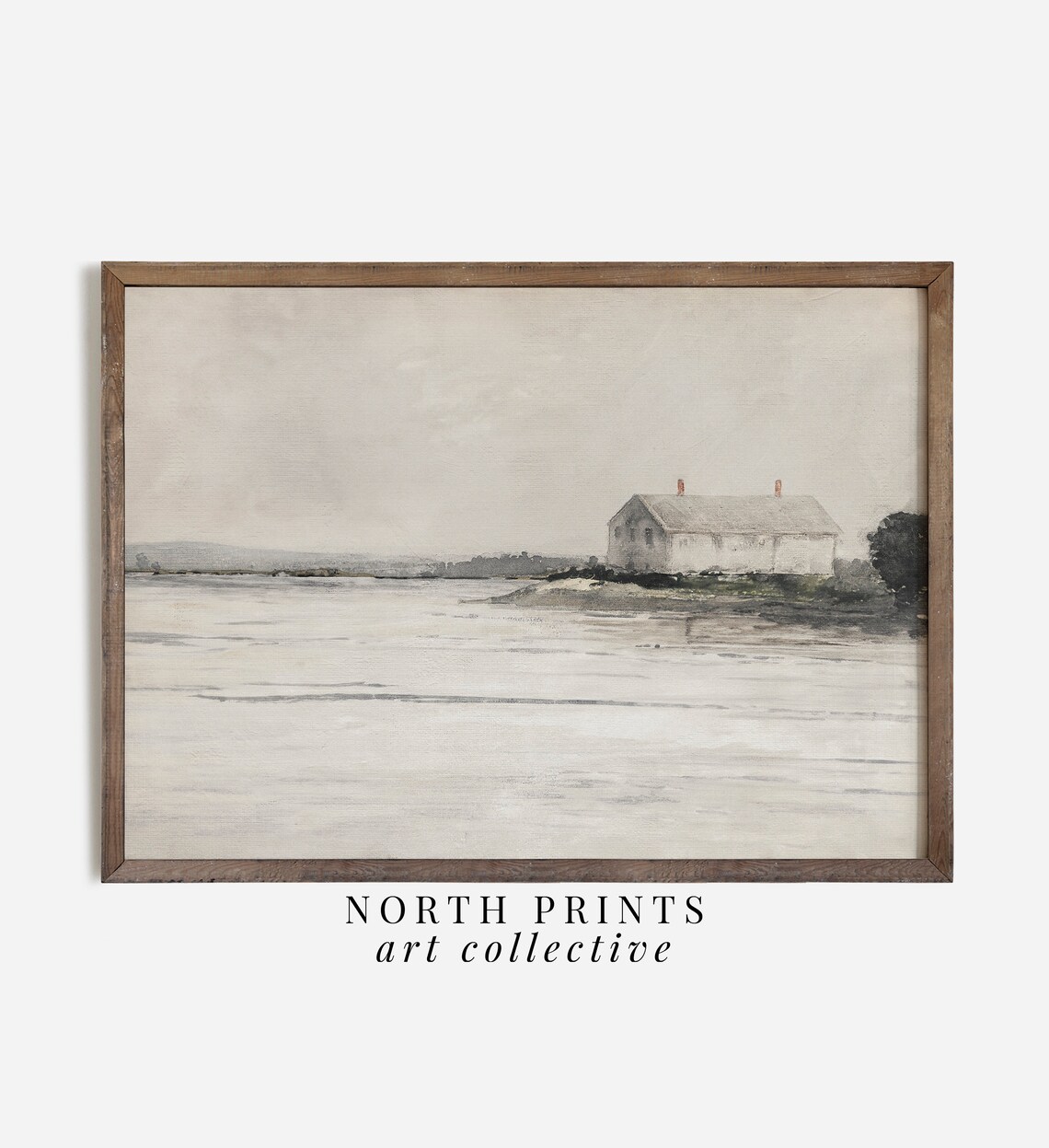 Lake House Vintage Coastal Neutral Art Print - Image 2