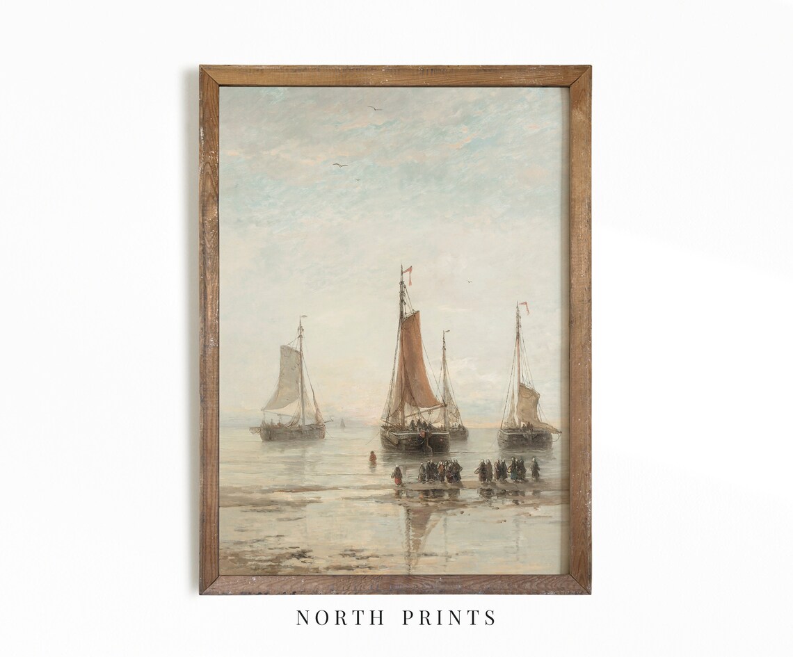 Vintage Sailboat Seascape Art Print, Coastal Print - Image 3