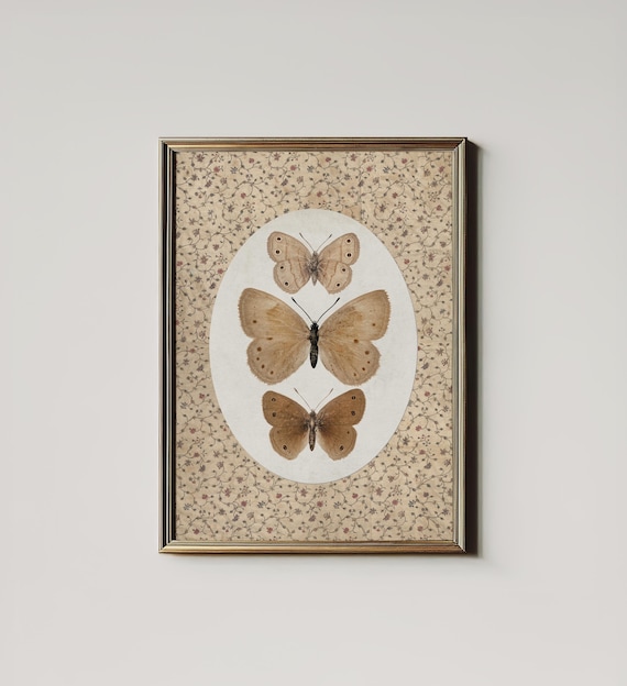 Vintage Butterfly Antique Moth Art Print, Cottagecore