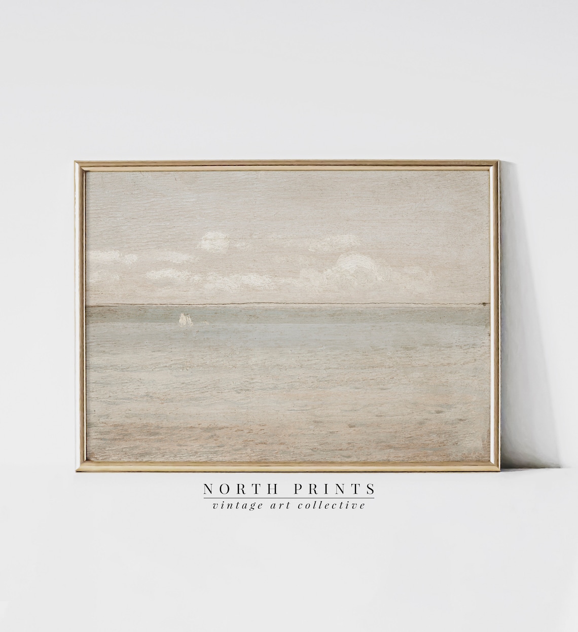 Vintage Coastal Wall Art, Muted Seascape Painting - Image 4