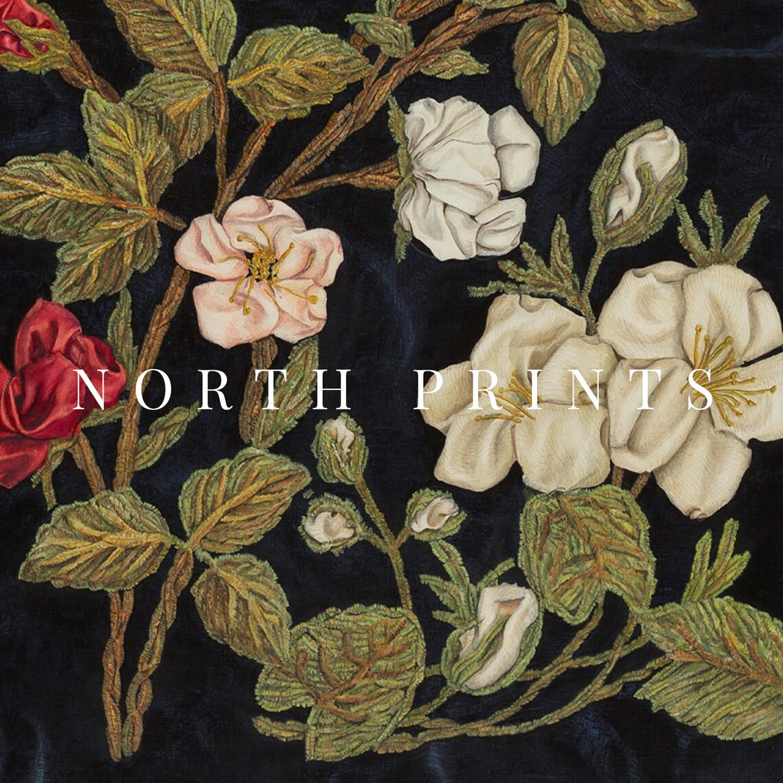 Vintage Floral Textile Art Print, Eclectic Farmhouse Decor - Image 2