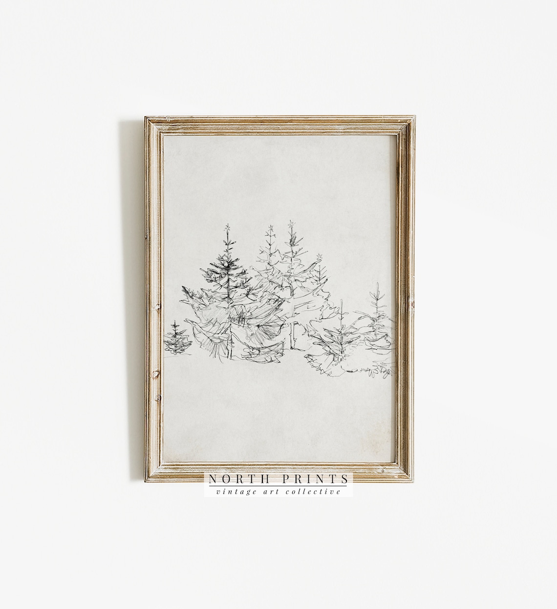 Rustic Winter Sketch Pine Christmas Tree Art Print - Image 4