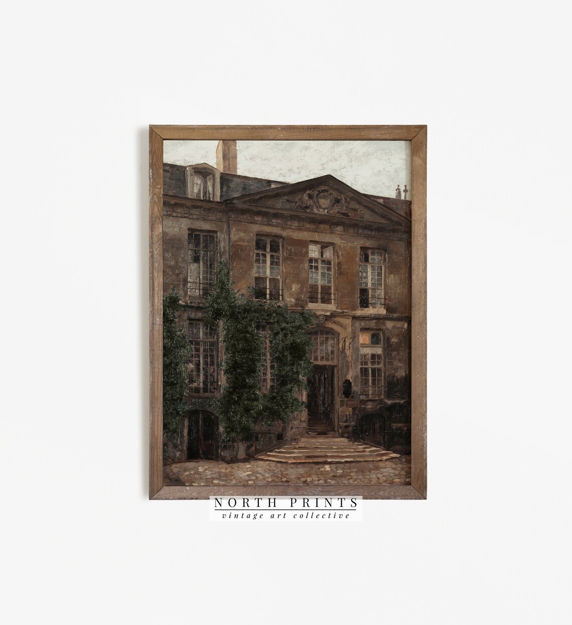 Vintage French Architecture Art Print, Warm Brown Aesthetic