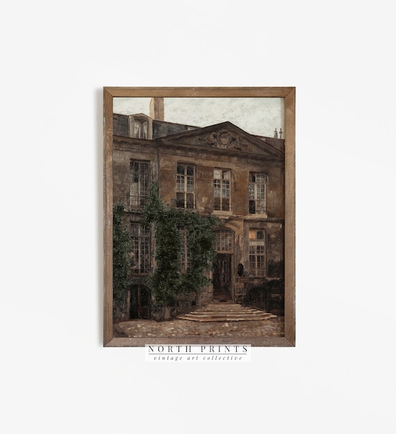 Vintage French Architecture Art Print, Warm Brown Aesthetic