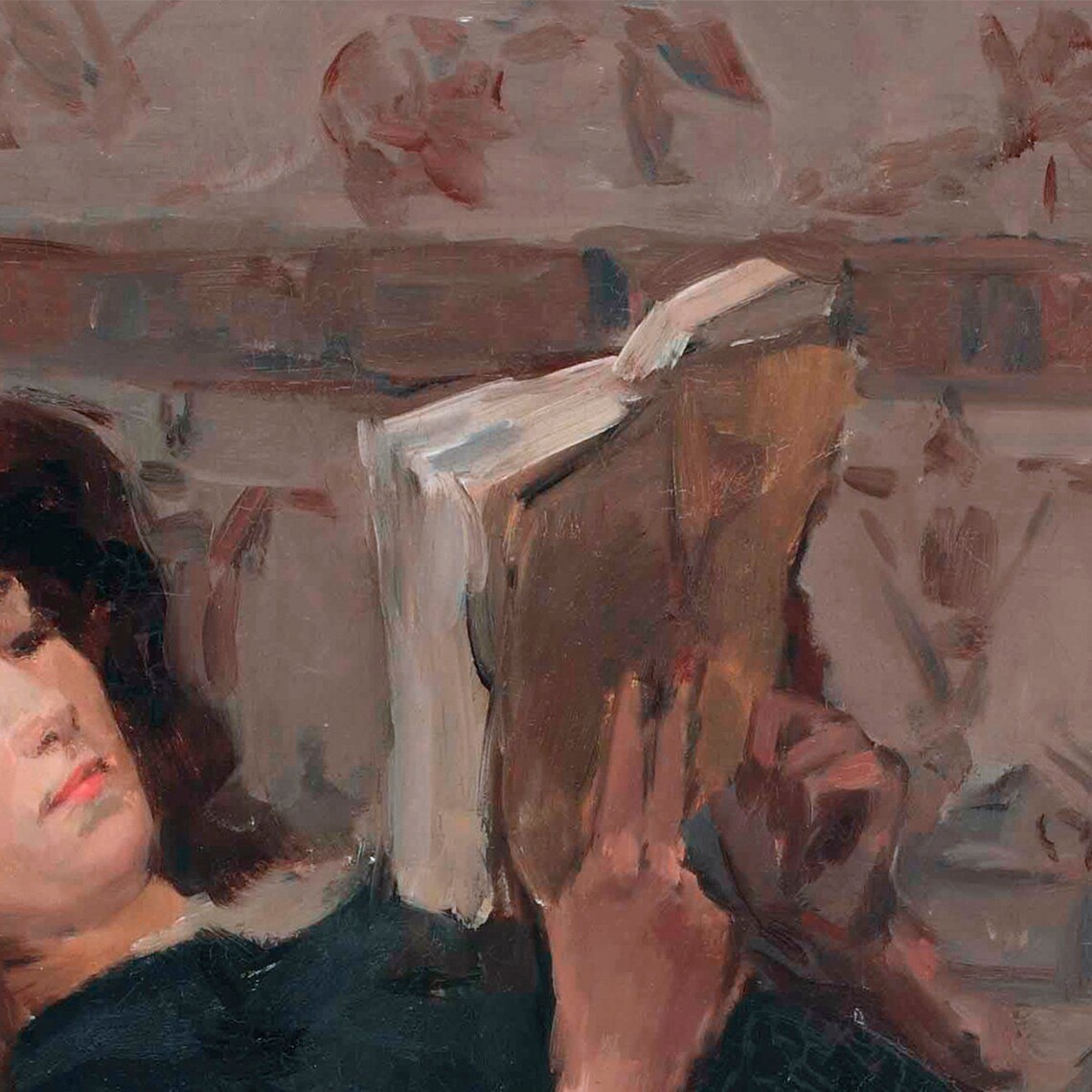 Vintage Woman Reading Book Oil Painting Antique Library Portrait Art Poster - Image 2