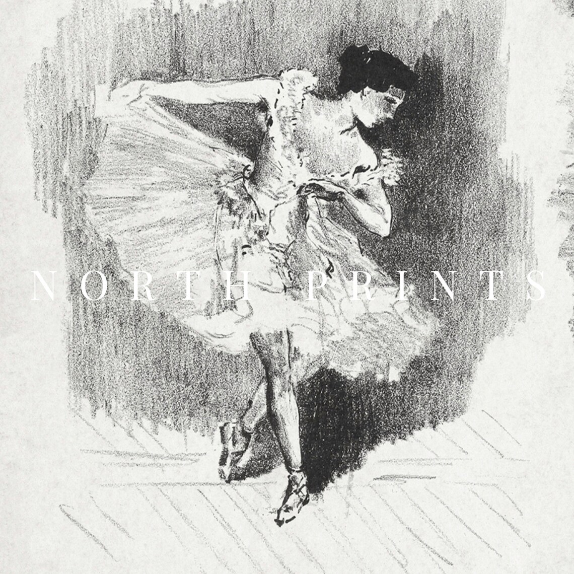 Vintage Ballerina Dancer Charcoal Sketches Antique Ballet Tutu Study Wall Print - Image 4