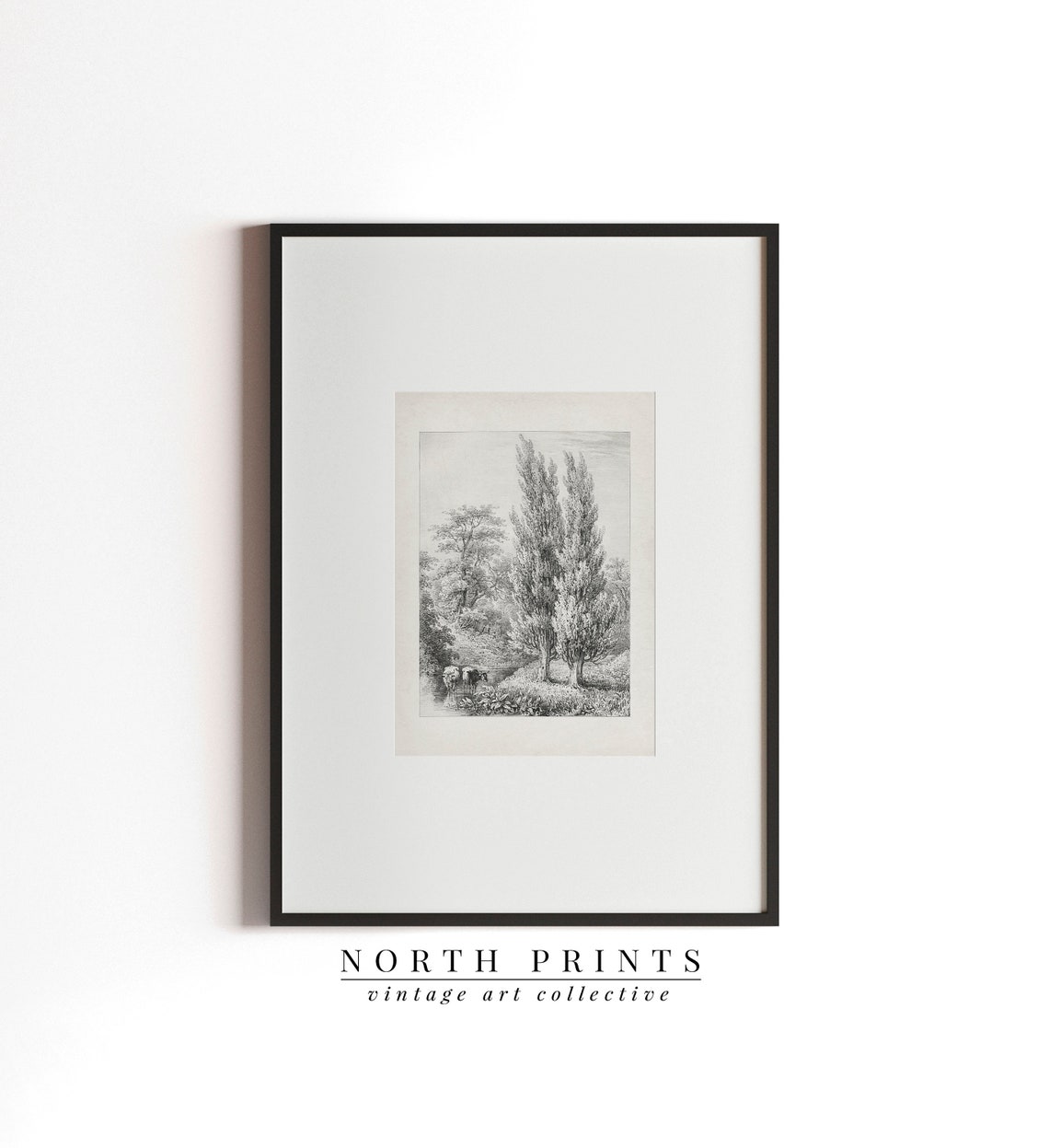 Rustic Country Landscape Drawing Vintage Sketch Wall Art North Prints Shop Sk262 - Image 2