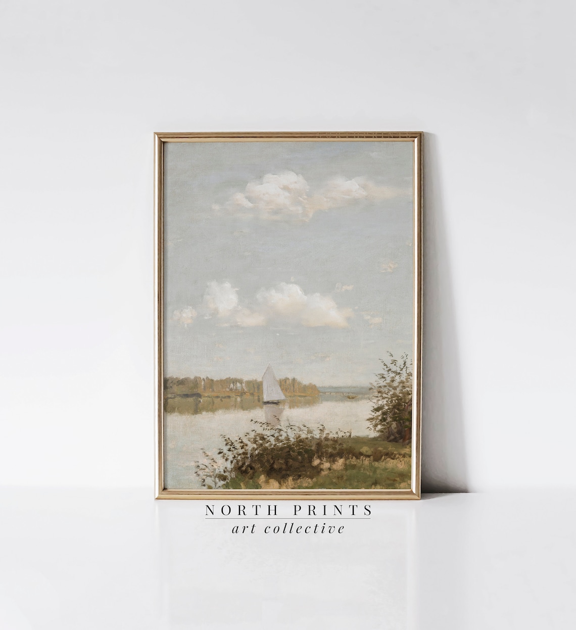 Lake House Painting, Vintage Sailboat Art Print - Image 3