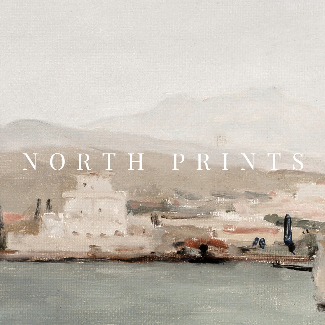 Vintage Mediterranean Coastal Painting Art Print - Image 2