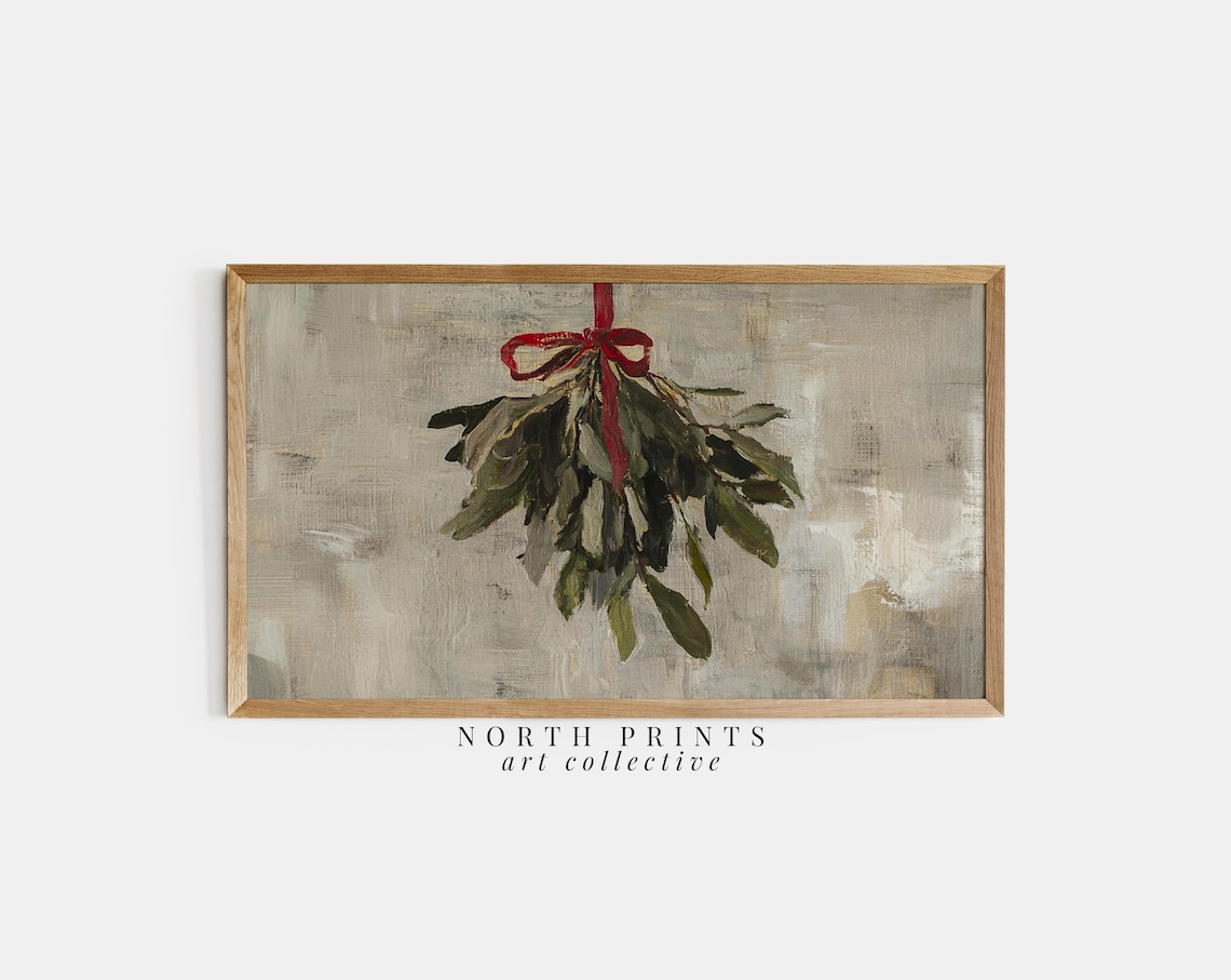 Winter Mistletoe Holiday Christmas Art Print