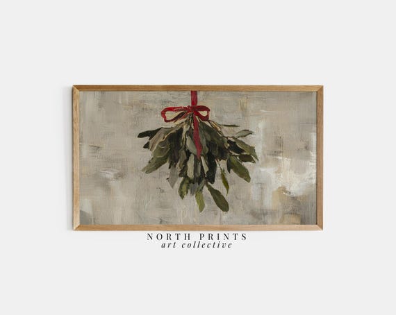 Winter Mistletoe Holiday Christmas Art Print