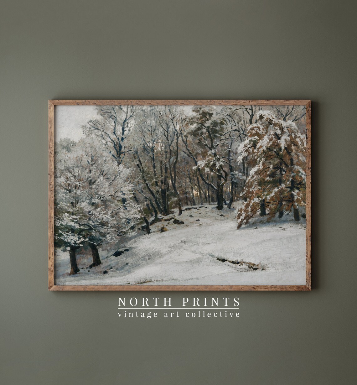 Winter Landscape Vintage Forest Christmas Art Print - Image 4