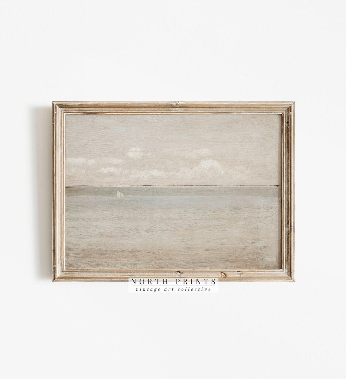 Vintage Coastal Wall Art, Muted Seascape Painting - Image 2