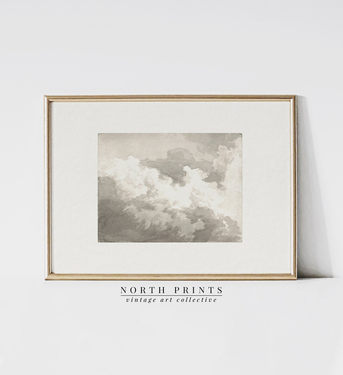 Cloud Study Vintage Painting, Minimalist Sky Art Print
