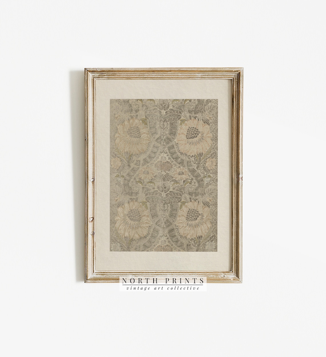 Neutral Tapestry Wall Art, Vintage Textile Prints - Image 3