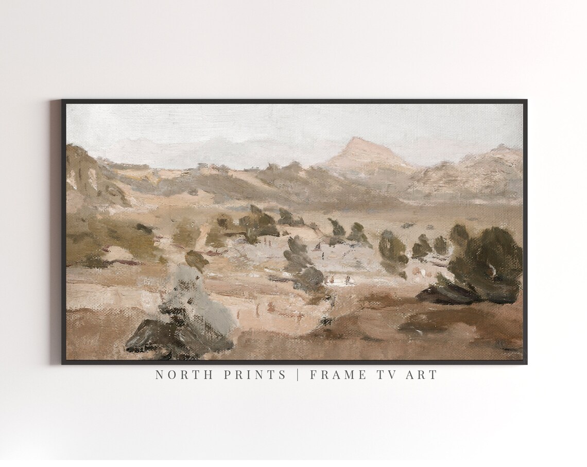 Neutral Boho Desert Landscape, Vintage Art Print - Image 2
