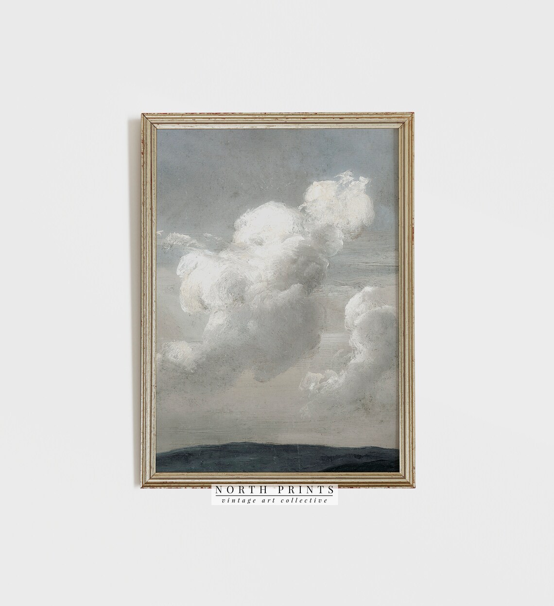 Cloudy Sky Vintage Landscape Art Print, Blue - Image 2