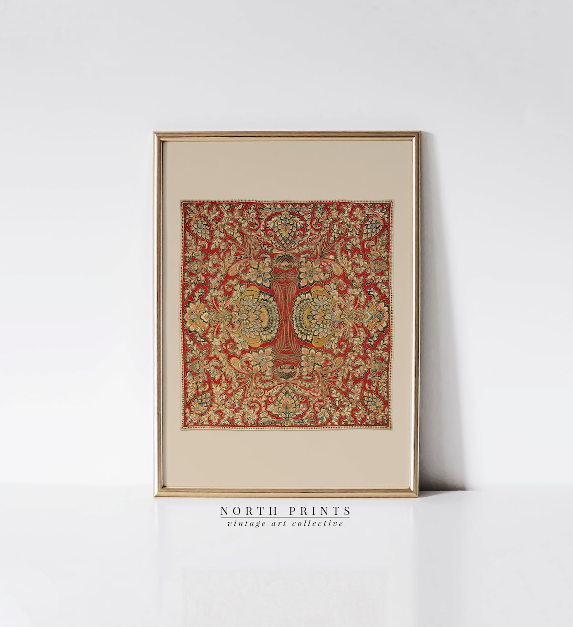 Vintage Quilted Leaf Pattern Autumn Art Print