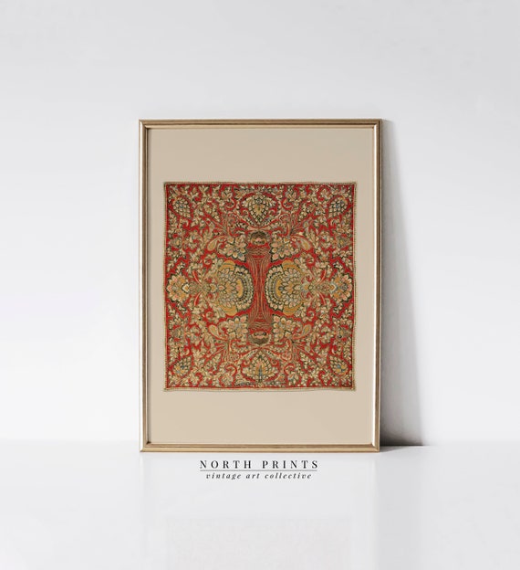 Vintage Quilted Leaf Pattern Autumn Art Print