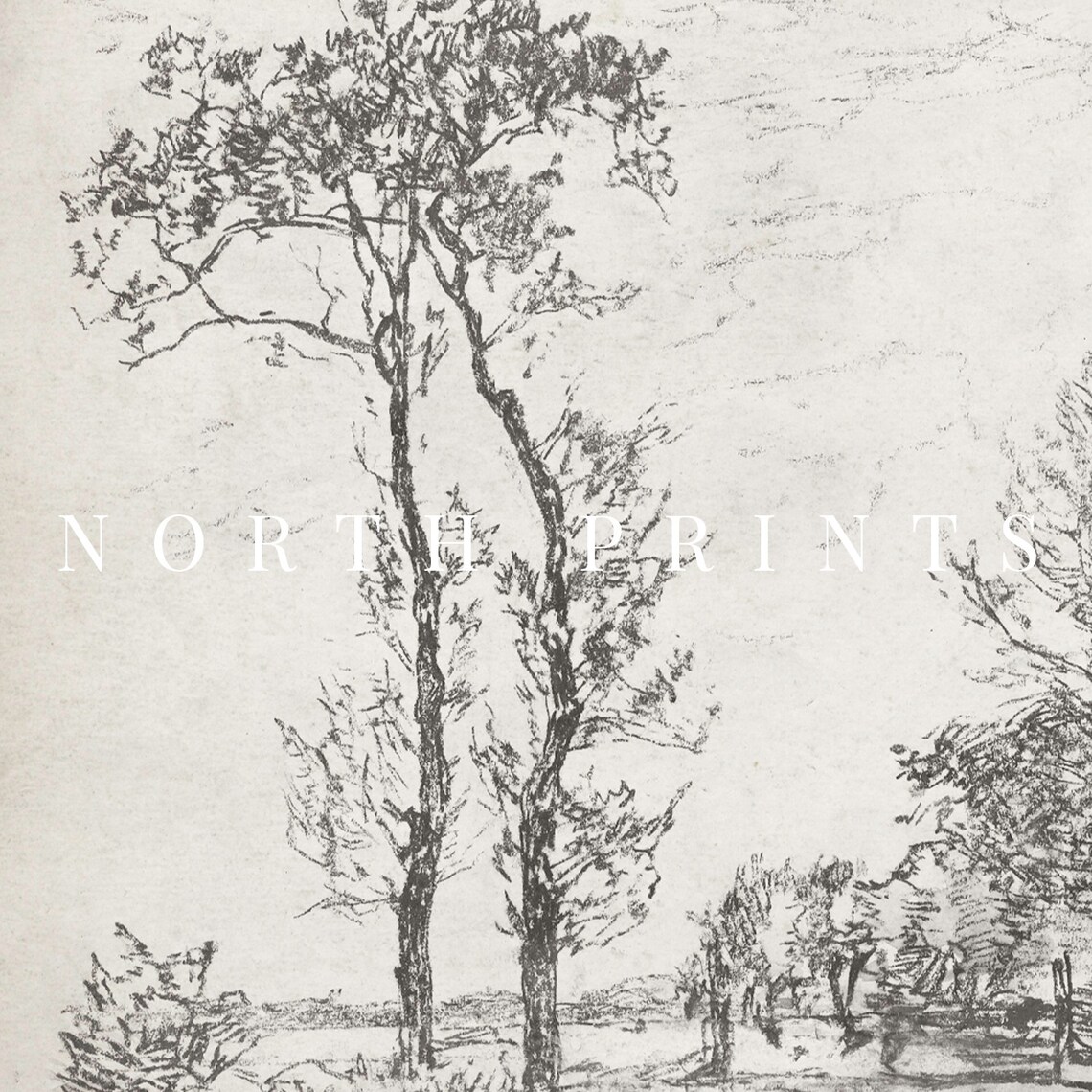 Neutral Minimalist Landscape Sketch Art Print - Image 2