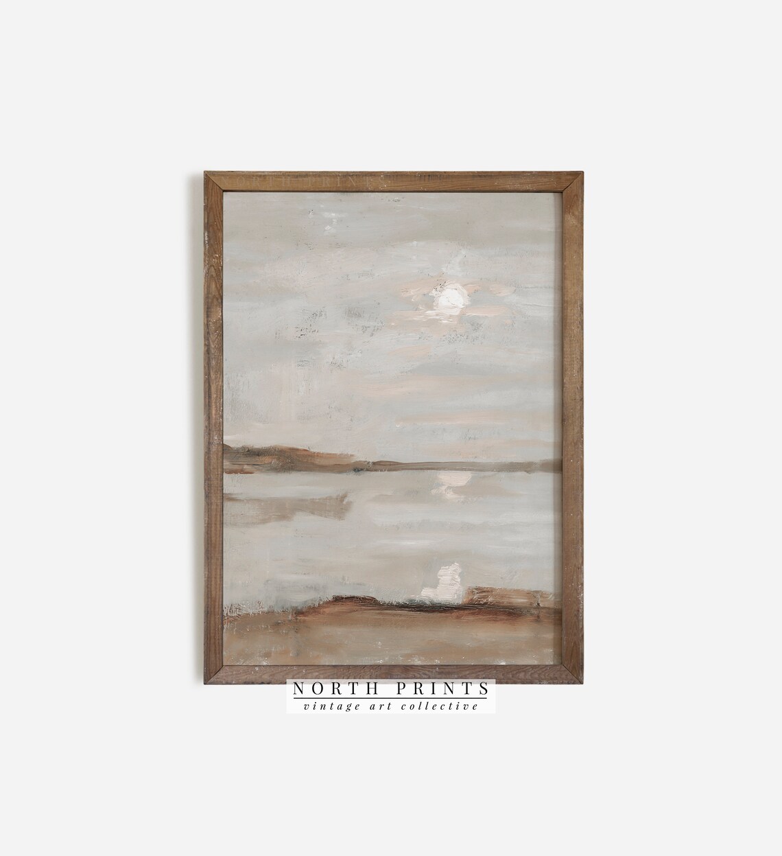 Muted Beach Scene Oil Painting, Warm Tone Art Print - Image 2