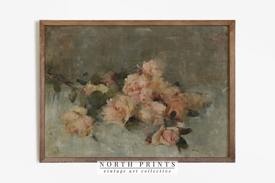 Vintage Flower Print, Cottage Botanical Wall Art