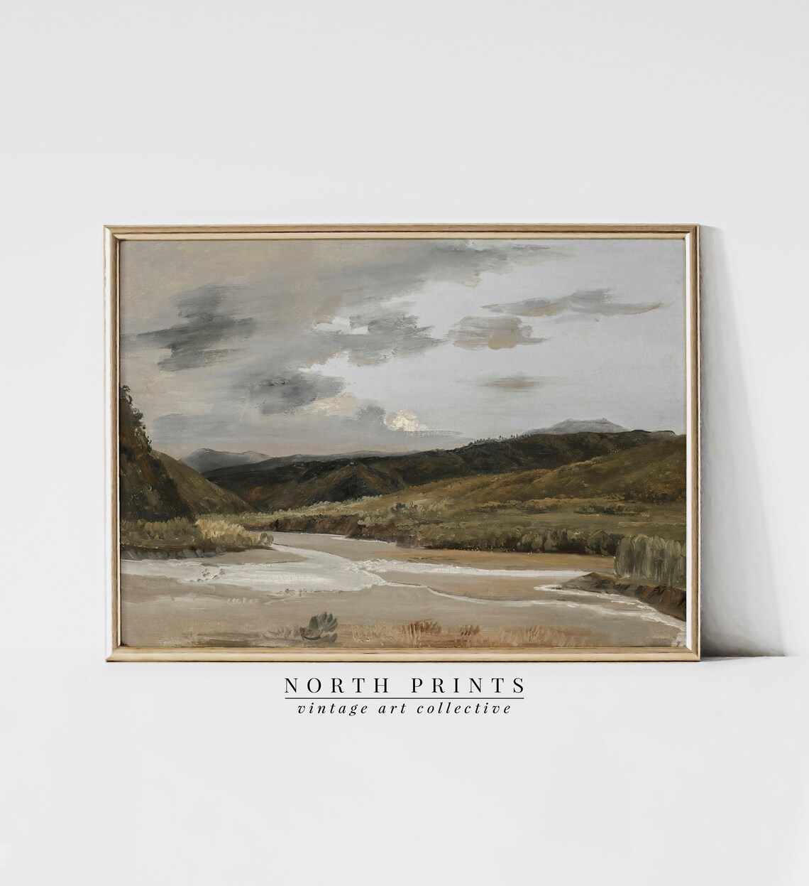 Warm Moody Landscape Painting River Scenery Art Print