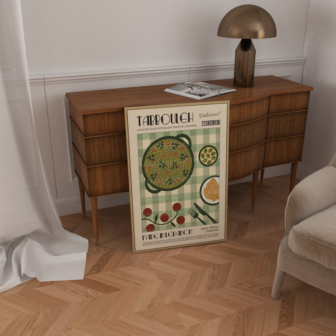 Tabbouleh Kitchen Decor, Mid-Century Modern Art Print - Image 2