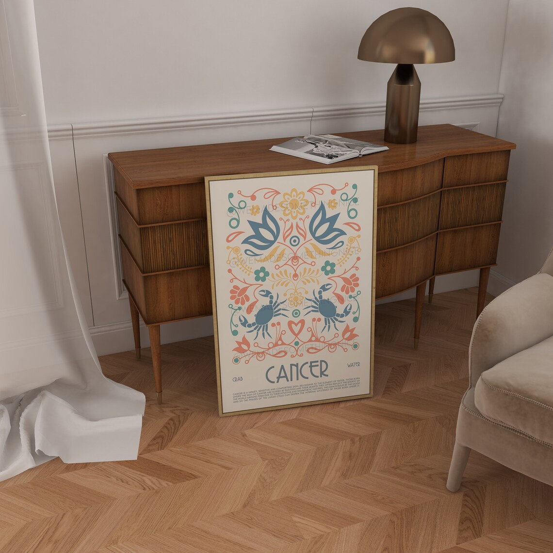 Cancer Horoscope Astrology Exhibition Poster, Boho Art Print - Image 3
