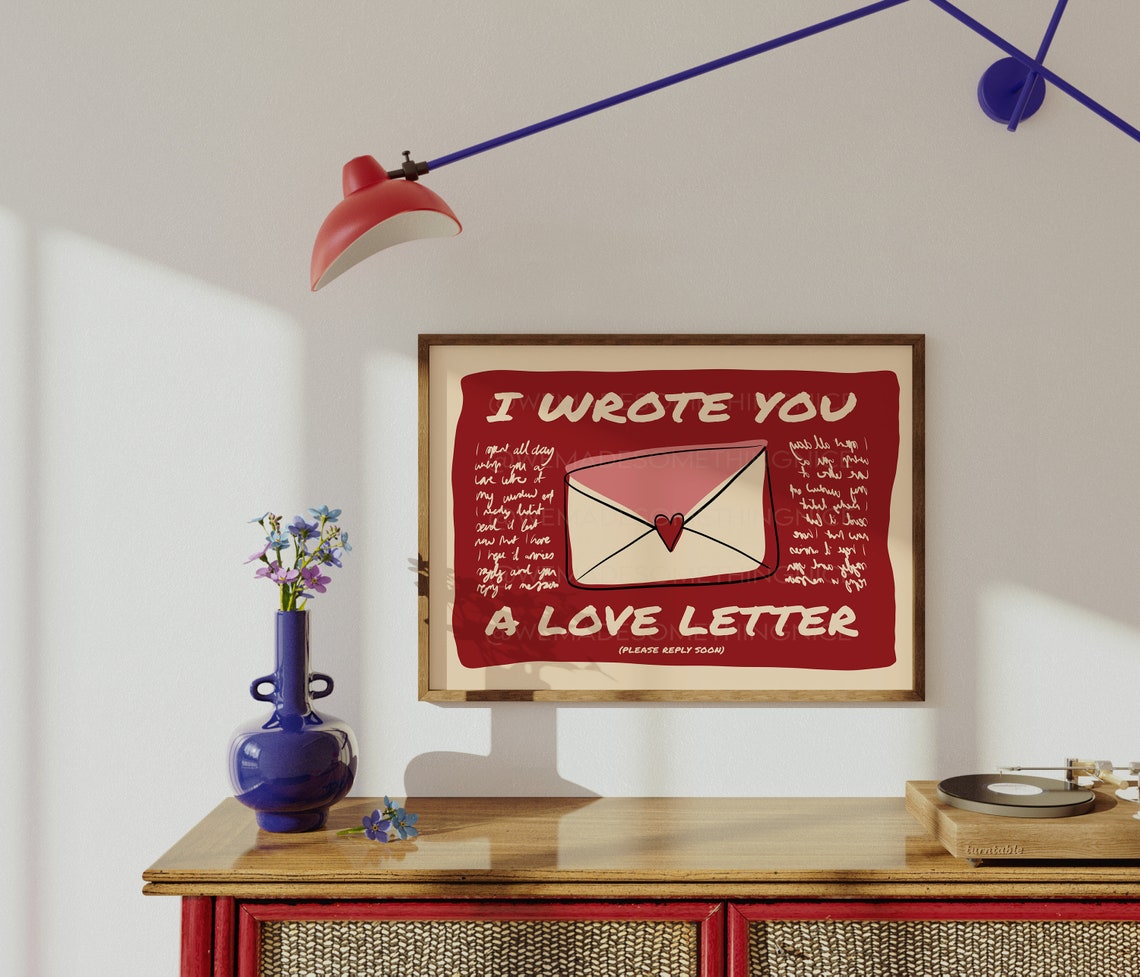 I Wrote You A Love Letter Red Envelope Heart Sweet Romance Poster - Image 2