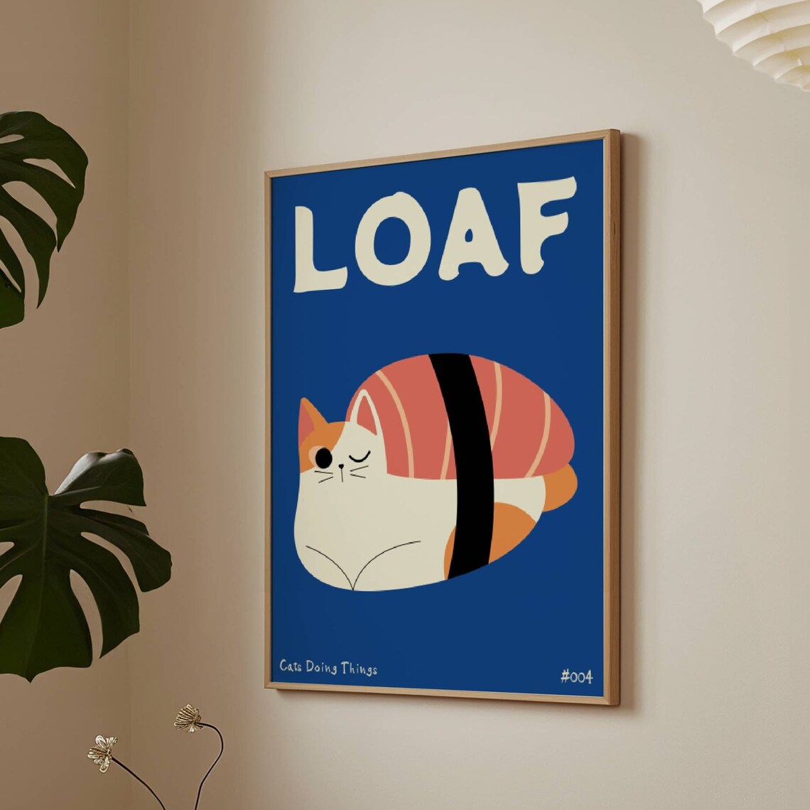 Sushi Cat Japanese Food Poster, Cute Cat Art