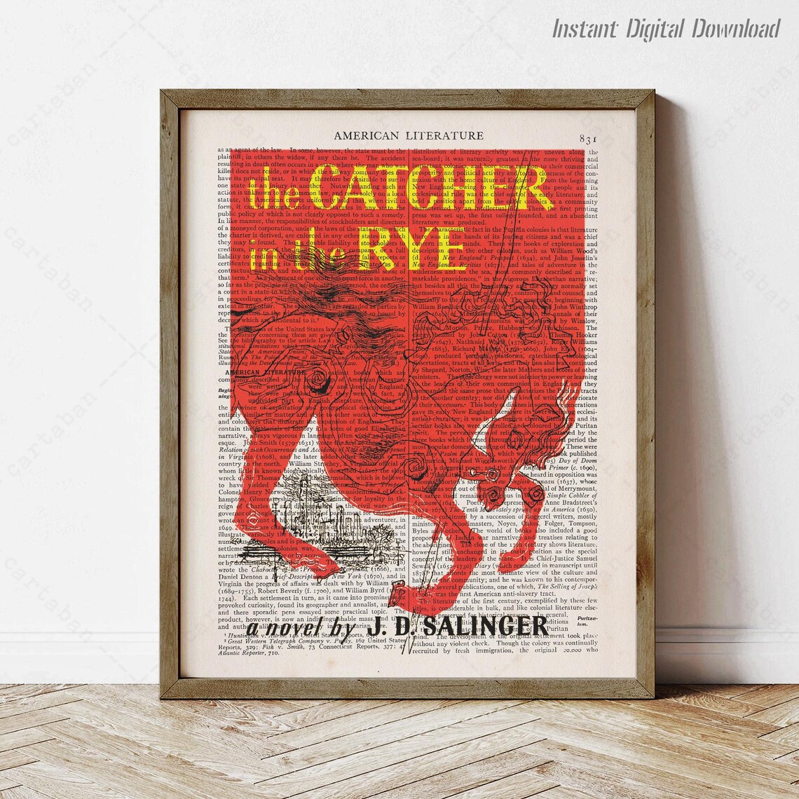 J D Salinger The Catcher In The Rye Red Horse Dictionary Art Poster
