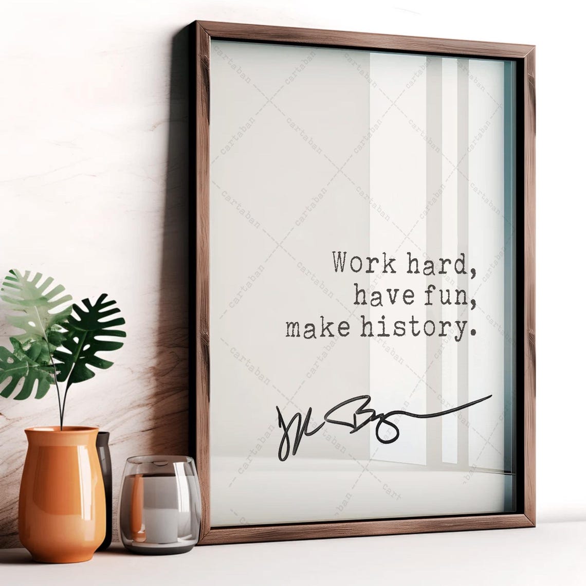 Jeff Bezos Work Hard Have Fun Make History Success Quote Print Poster - Image 3