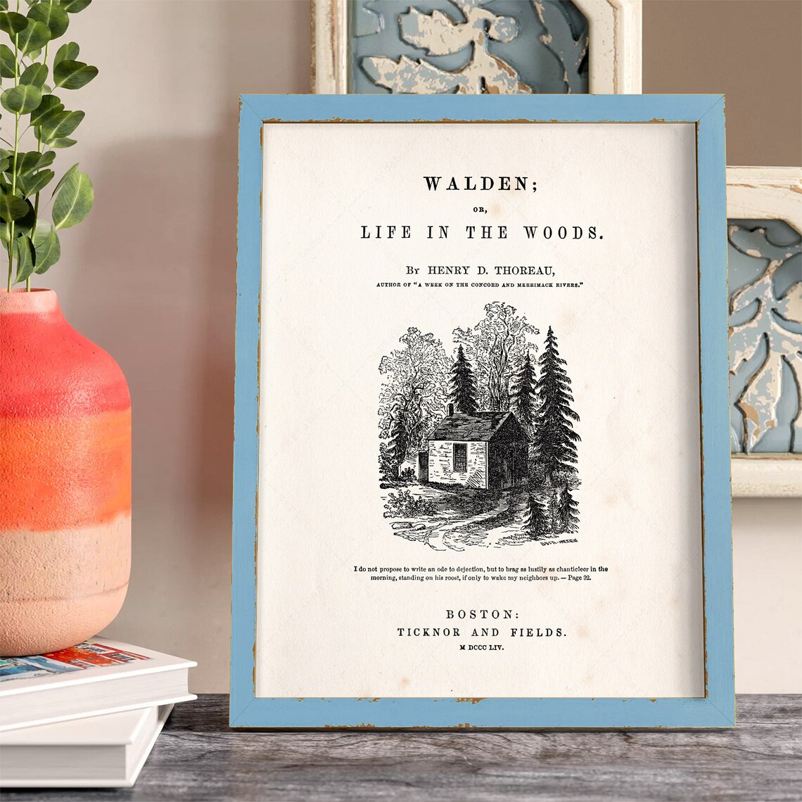 Walden Life In The Woods Title Page 1854 Henry David Thoreau Art Poster - Image 3