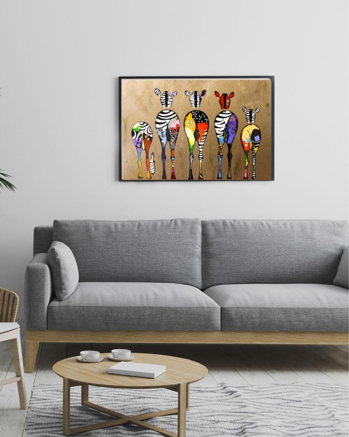 Colorful Zebra Butts Abstract Print Whimsical Striped Safari Animal Art Poster - Image 2