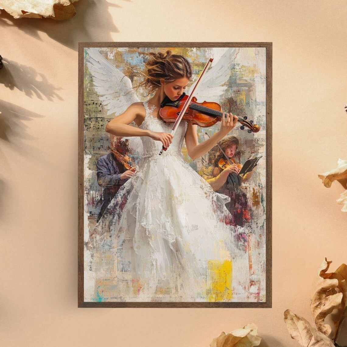 Angel Violinist Ethereal Musician Heavenly White Dress Classical Art Poster - Image 3