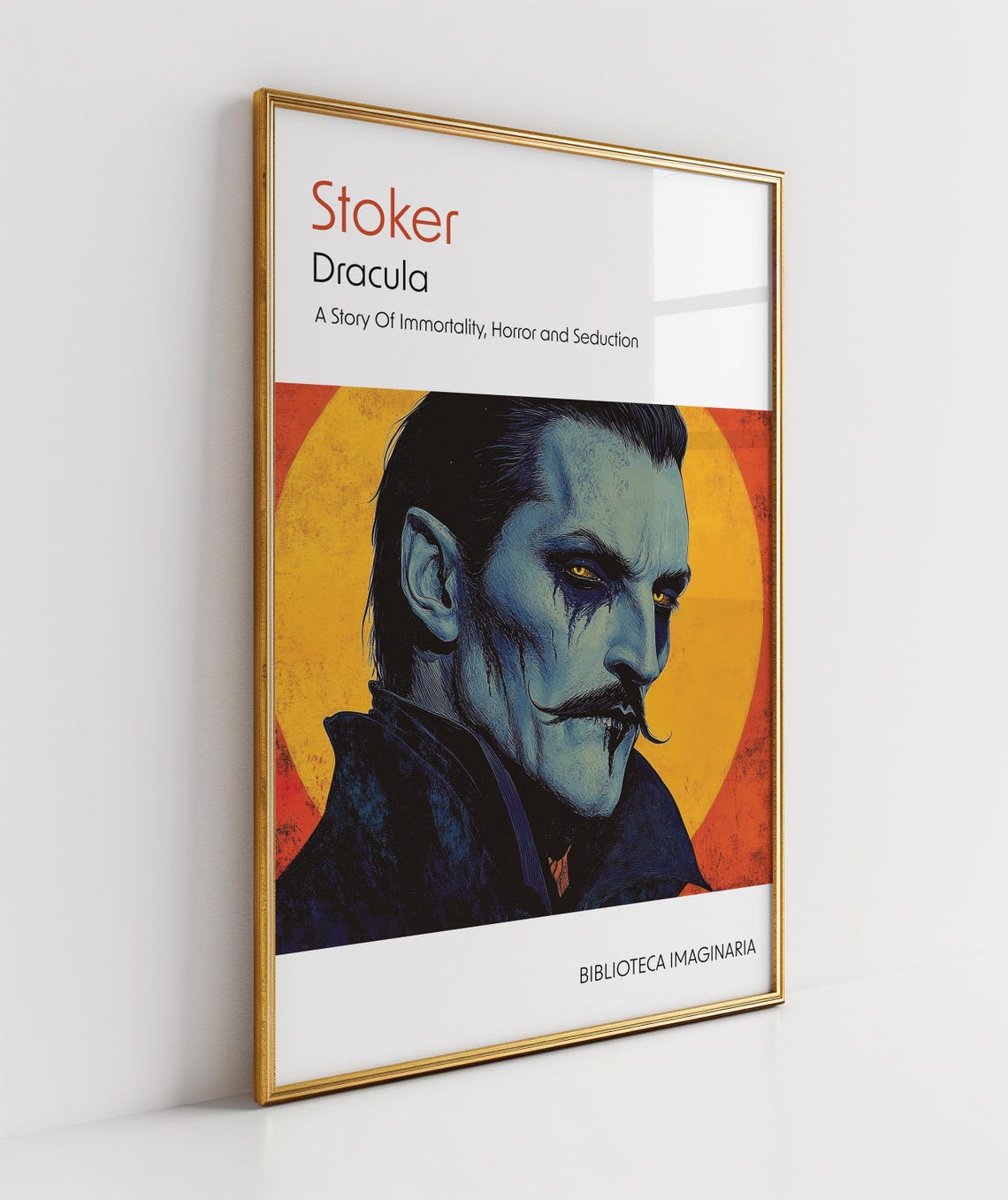 Dracula Stoker Gothic Vampire Portrait Orange Sun Horror Art Poster - Image 2