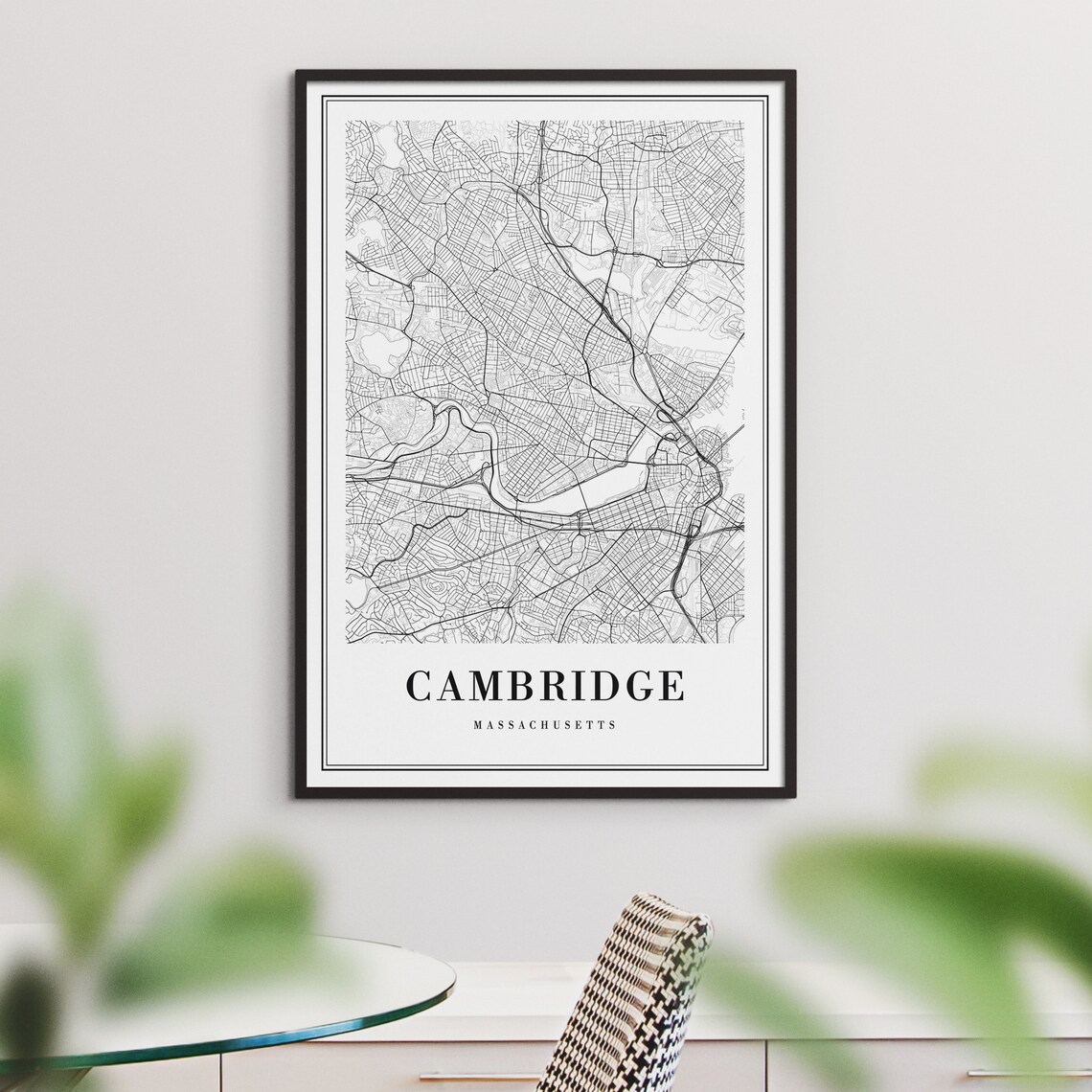 Cambridge Massachusetts Map Poster, Black And White - Image 3