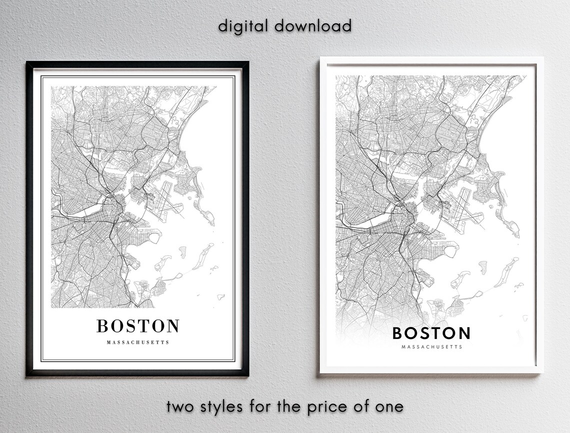 Boston Map Print, Modern Black And White Map - Image 4
