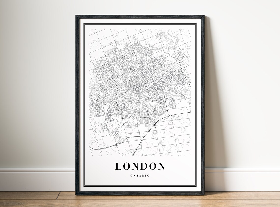 London Ontario Canada Minimalist Black and White City Map Poster - Image 5
