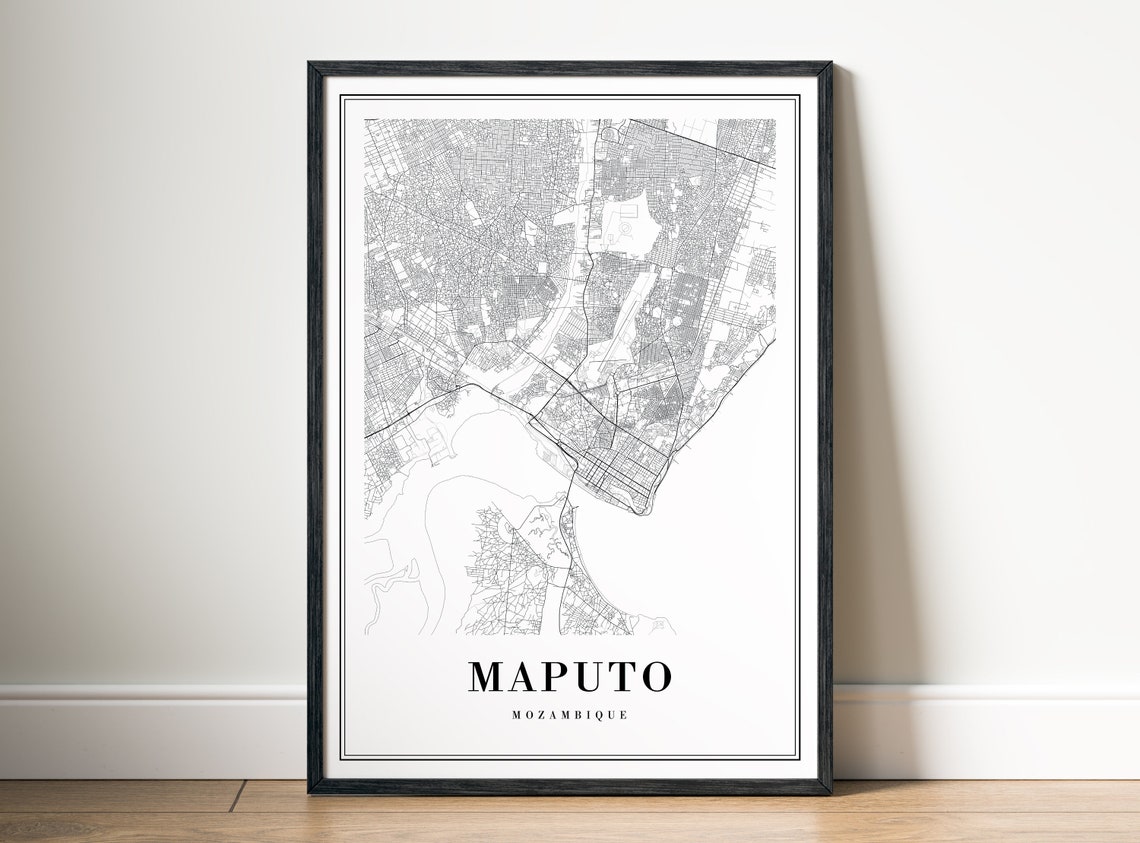 Maputo Mozambique Minimalist Black and White City Map Poster - Image 5