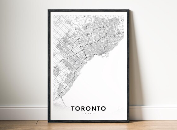 Greater Toronto Area Map Poster Ontario Minimalistic Black And White Outline