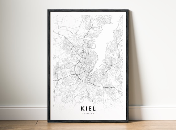 Instant Kiel Map Print Germany Poster Black And White Wall Art Sketch At Home