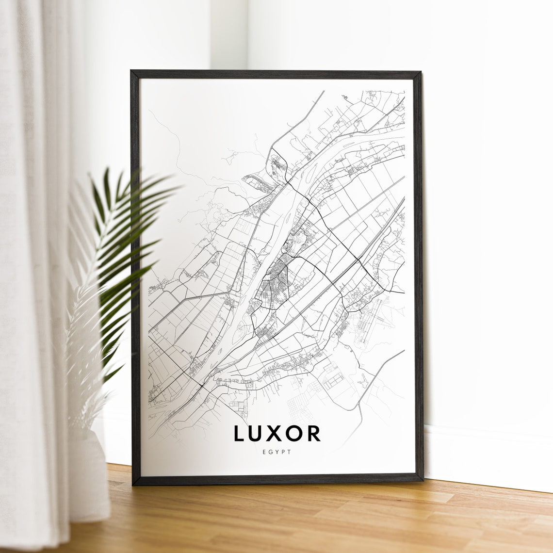 Luxor Egypt City Street Map Minimal Black White Map Wall Print - Image 2
