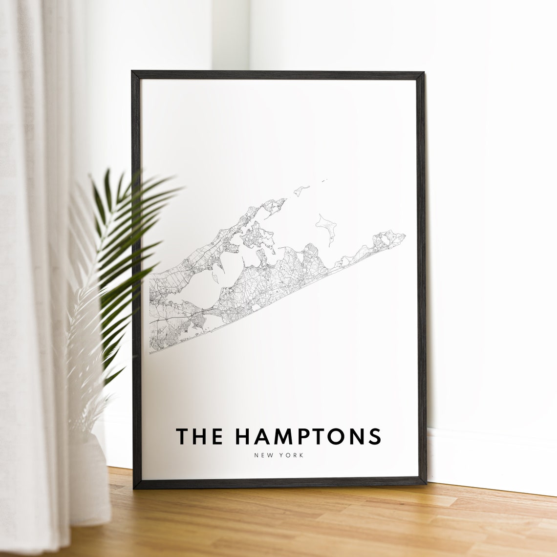 Minimalist The Hamptons New York Black and White Map Art Poster - Image 2
