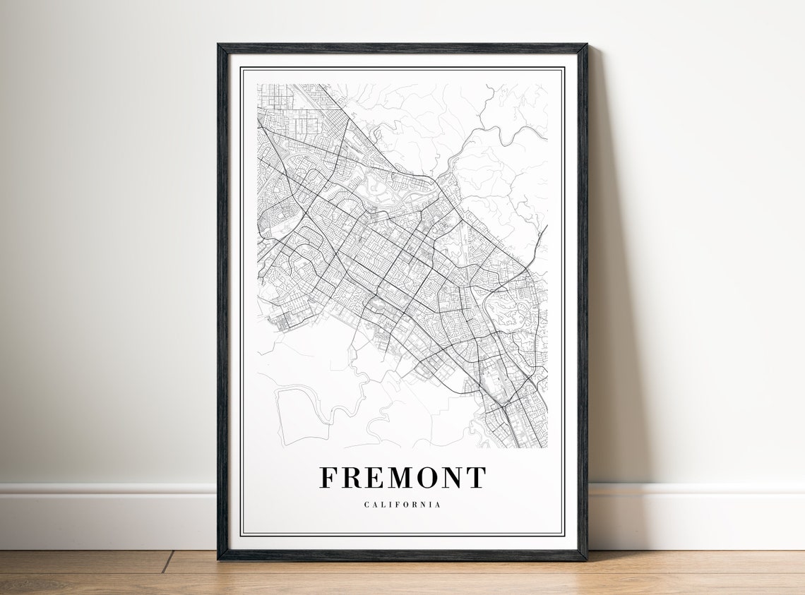 Fremont California Street Map Line Art Black and White Poster - Image 5