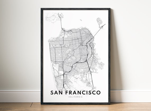 San Francisco Map Poster, Black And White Map