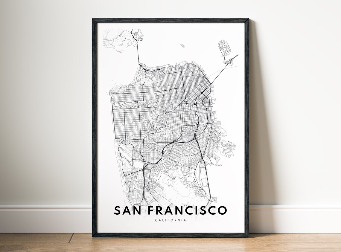 San Francisco Map Poster, Black And White Map