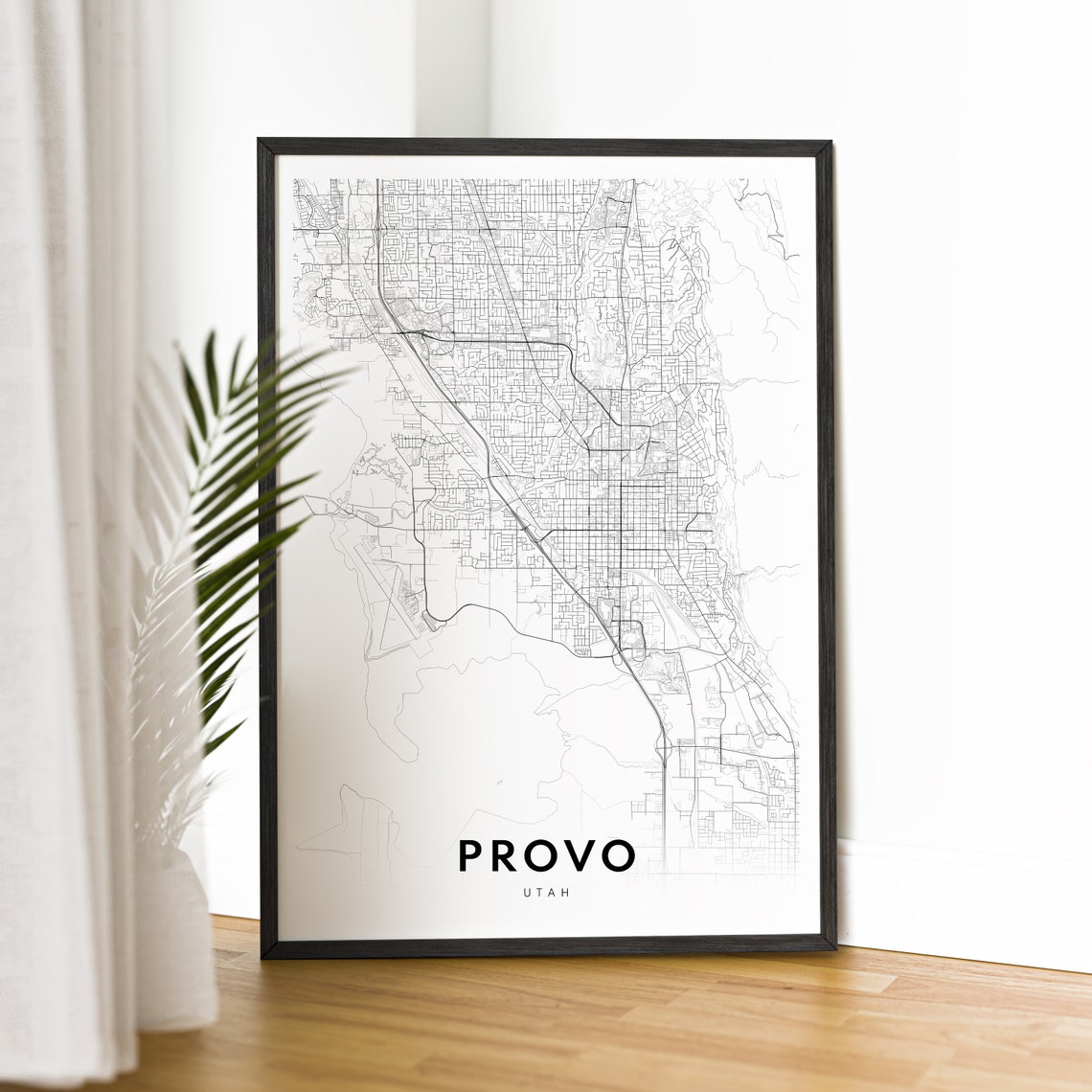 Provo Utah City Street Map Minimalist Line Art Black And White Print - Image 2