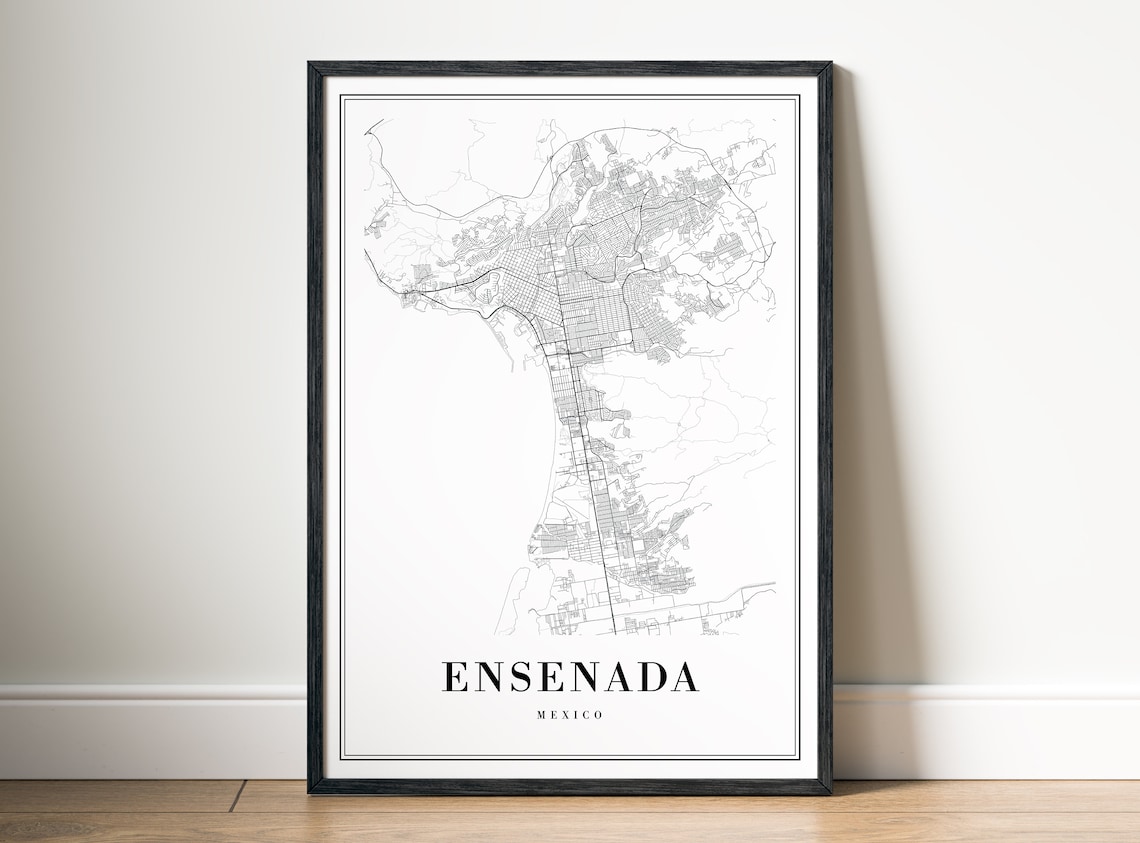 Ensenada Mexico Minimalist Black Line City Street Map Poster - Image 5